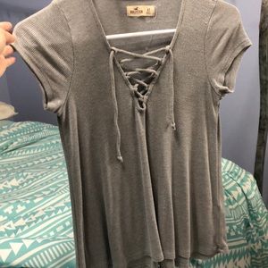 Gray lace up Hollister tee